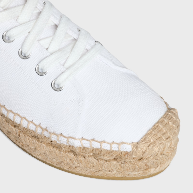 LES ESPADRILLES CELINE LACE-UP IN CANVAS AND CALFSKIN - OPTIC WHITE -  - 1 | CELINE