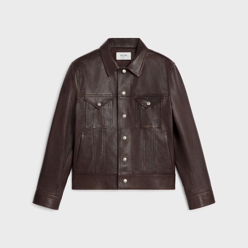 trucker jacket IN LAMBSKIN - DARK BROWN -  - 1 | CELINE