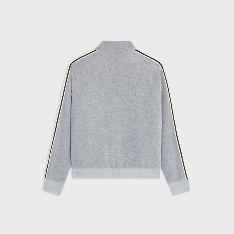 tracksuit jacket IN VELVET COTTON - GREY/ BLACK -  - 1 | CELINE