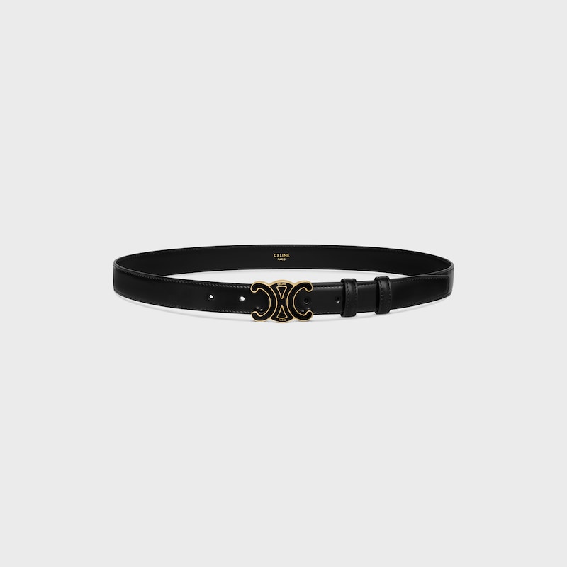 MEDIUM 25MM TRIOMPHE BELT IN Taurillon Leather - BLACK -  - 1 | CELINE