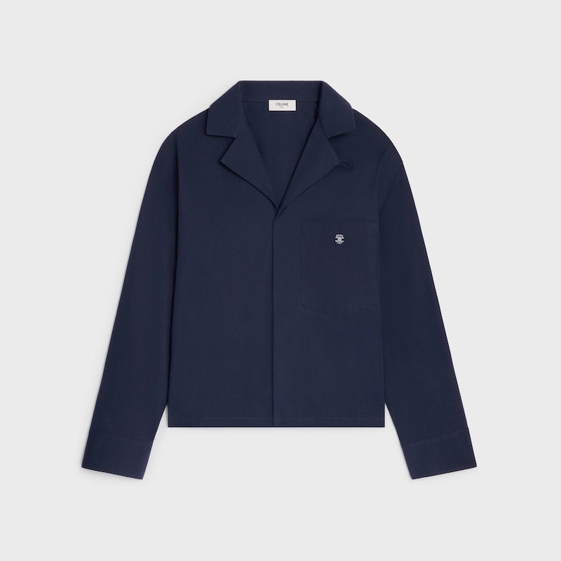 SCOUT SHIRT IN COTTON AND LINEN CLOTH - NAVY -  - 1 | CELINE