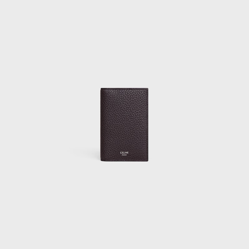 VERTICAL CARD HOLDER IN GRAINED CALFSKIN - ESPRESSO - COIN AND CARD HOLDERS - 1 | CELINE