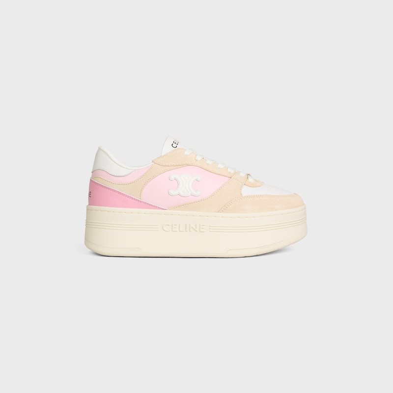 BLOCK WEDGE SNEAKER IN CALFSKIN AND SUEDE CALFSKIN - PINK / BEIGE -  - 1 | CELINE