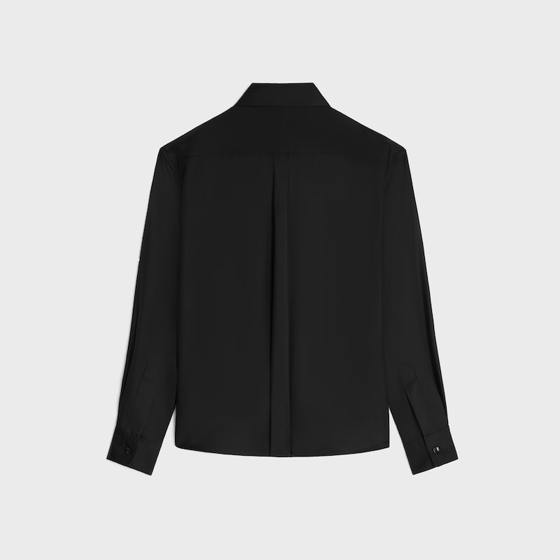 lavalliere shirt IN silk twill - BLACK -  - 1 | CELINE