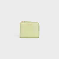 FLAT ZIPPED WALLET TRIOMPHE STAMP IN SUPPLE GRAINED CALFSKIN - SOFT LIME / SAFARI - WALLETS - 1 | CELINE