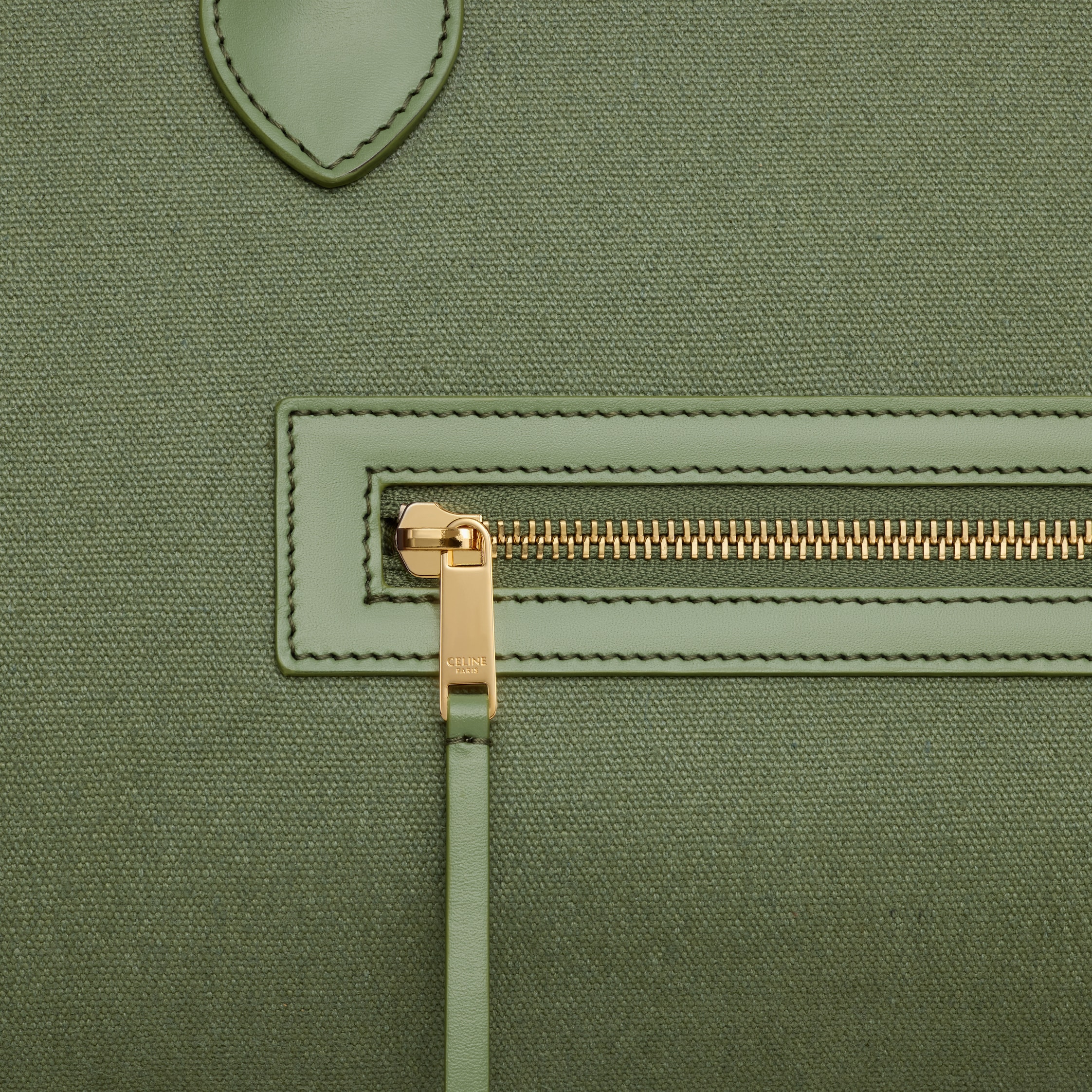 BIG LUGGAGE IN TEXTILE AND NATURAL CALFSKIN - KHAKI | CELINE