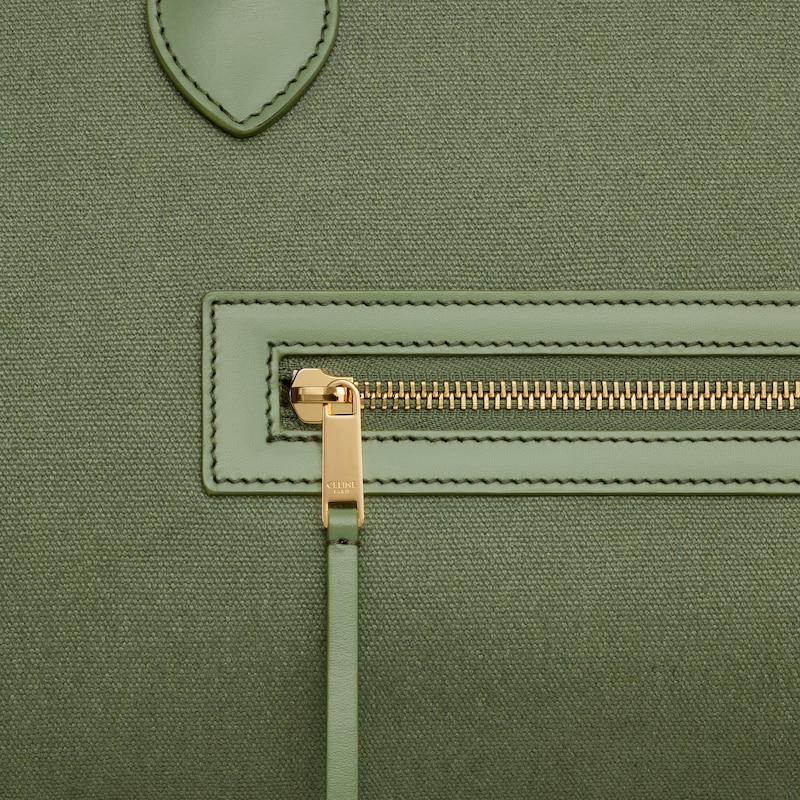 BIG LUGGAGE IN TEXTILE AND NATURAL CALFSKIN - KHAKI - LUGGAGE - 1 | CELINE