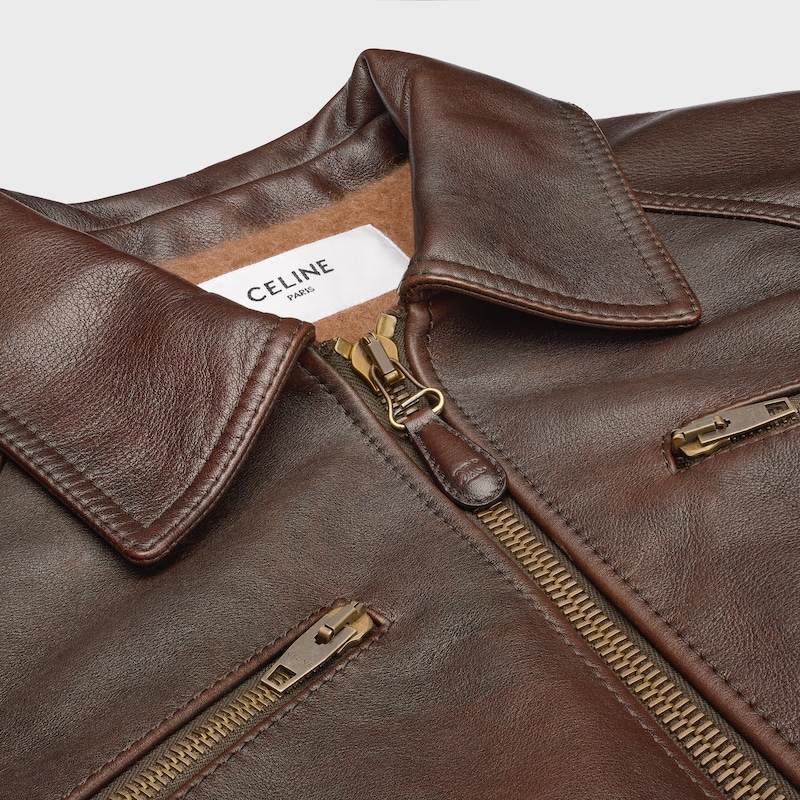 bomber jacket IN CALFSKIN - DARK BROWN NATURAL -  - 1 | CELINE