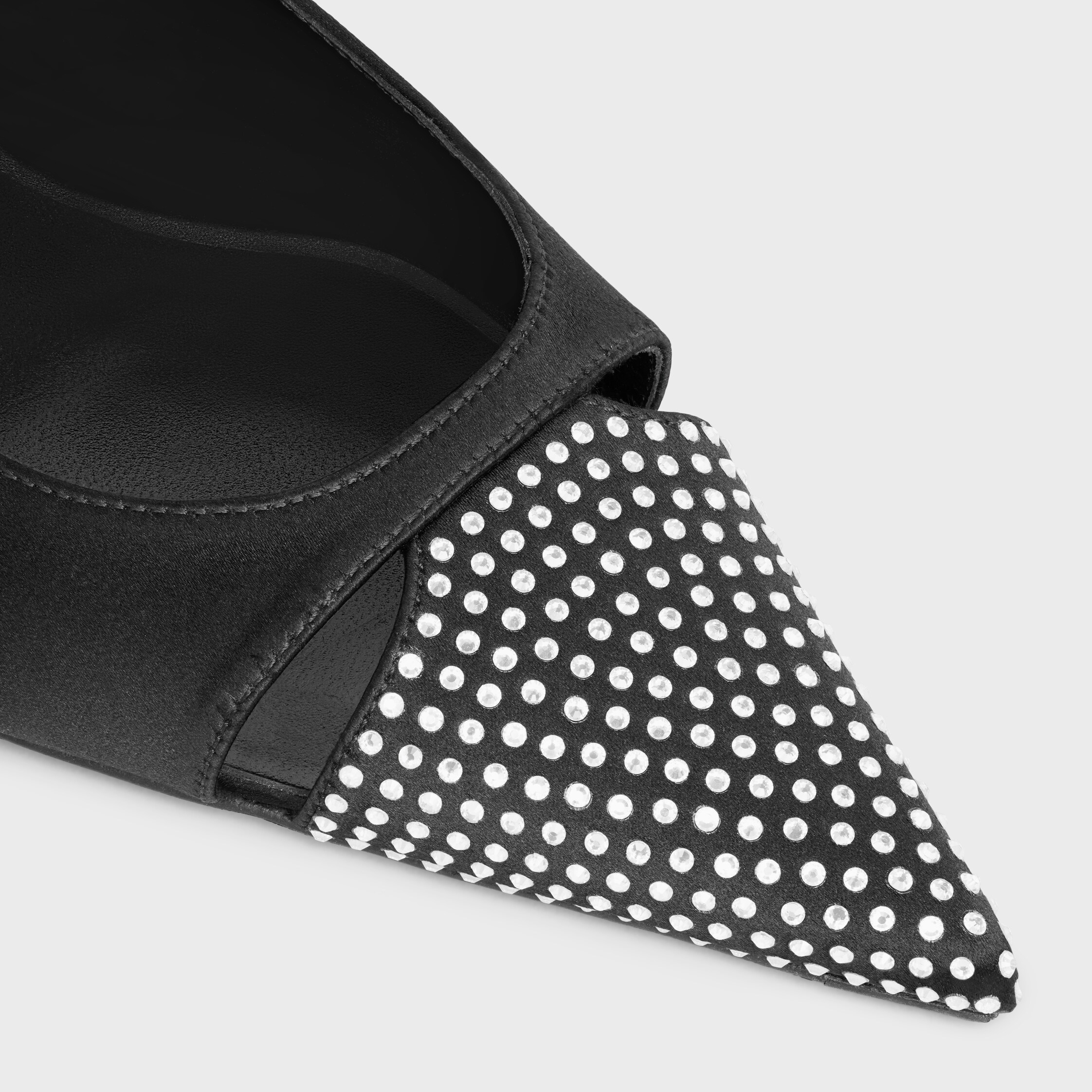 CELINE JUDY CAP TOE SKINGBACK IN SATIN AND STRASS - BLACK