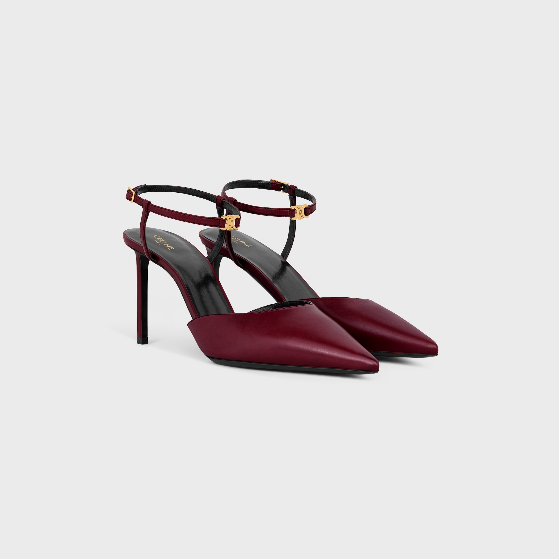 CELINE KITTEN - TRIOMPHE STRAP PUMP IN LAMBSKIN - BURGUNDY | CELINE