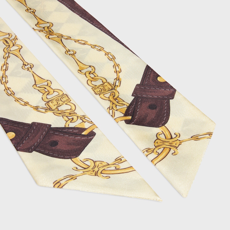 lavalliere IN silk twill - CREME/BRUN -  - 1 | CELINE