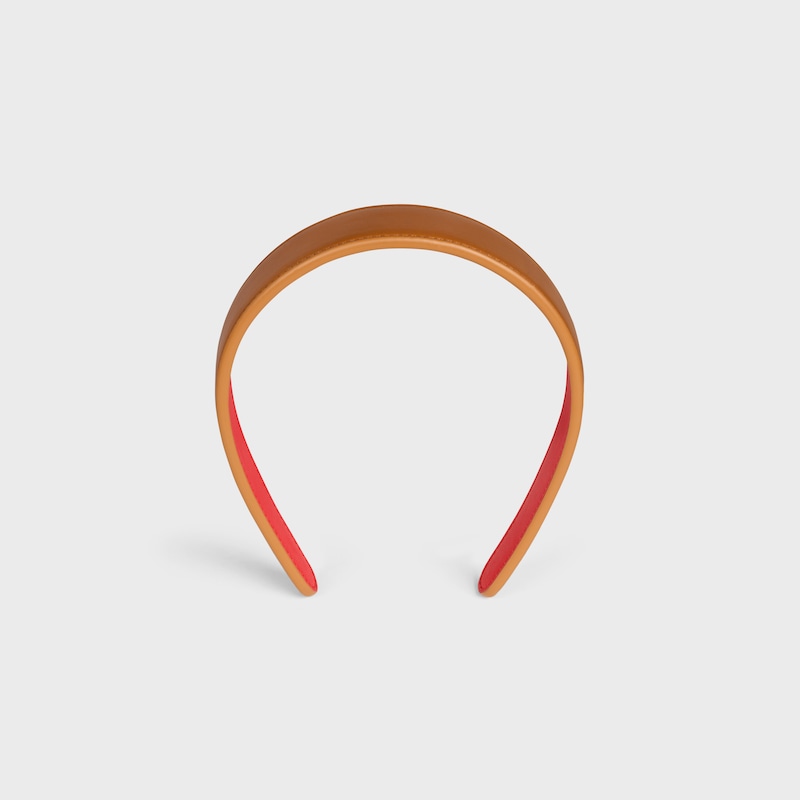 CELINE BICOLOR HEADBAND IN LAMBSKIN - TAN / RED - HAIR ACCESSORIES - 1 | CELINE
