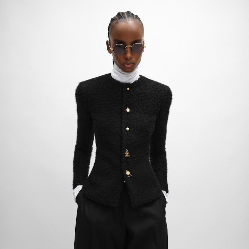 jacket IN cashmere and wool natt&eacute; - BLACK -  - 1 | CELINE