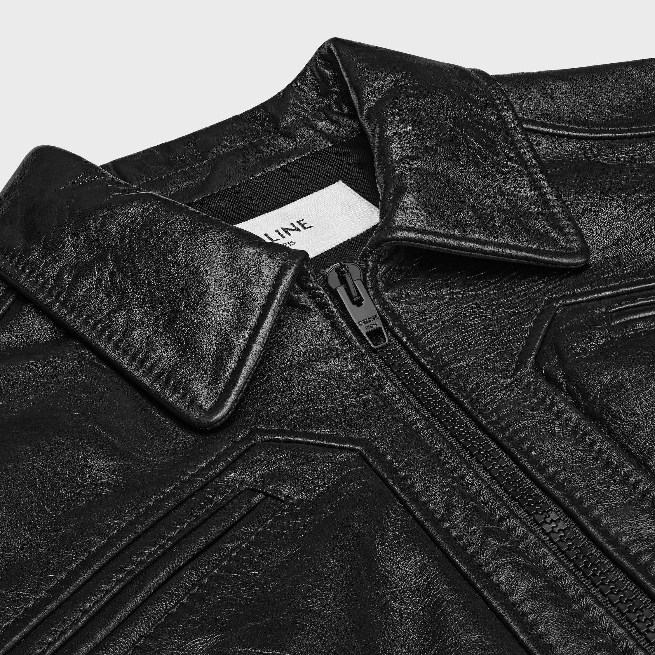CELINE レザージャケット rv0mn-050l CELINE セリーヌ レザージャケット VESTE DROITE COL ROND