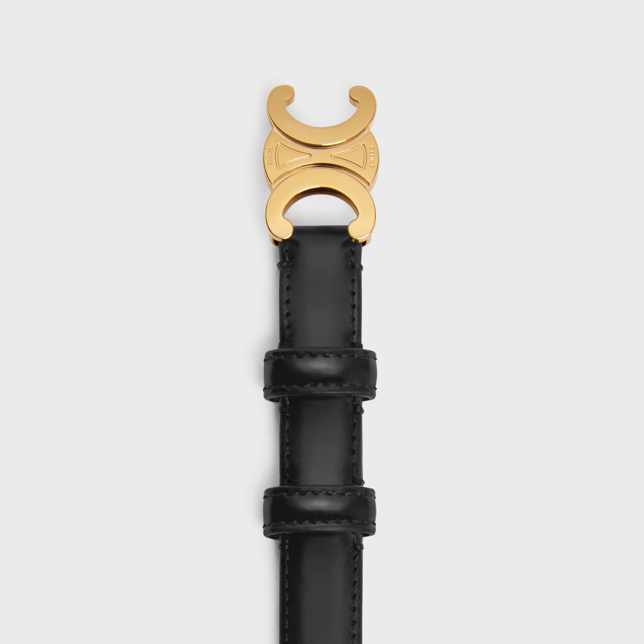 SMALL 18MM TRIOMPHE BELT IN TAURILLON LEATHER - BLACK | CELINE