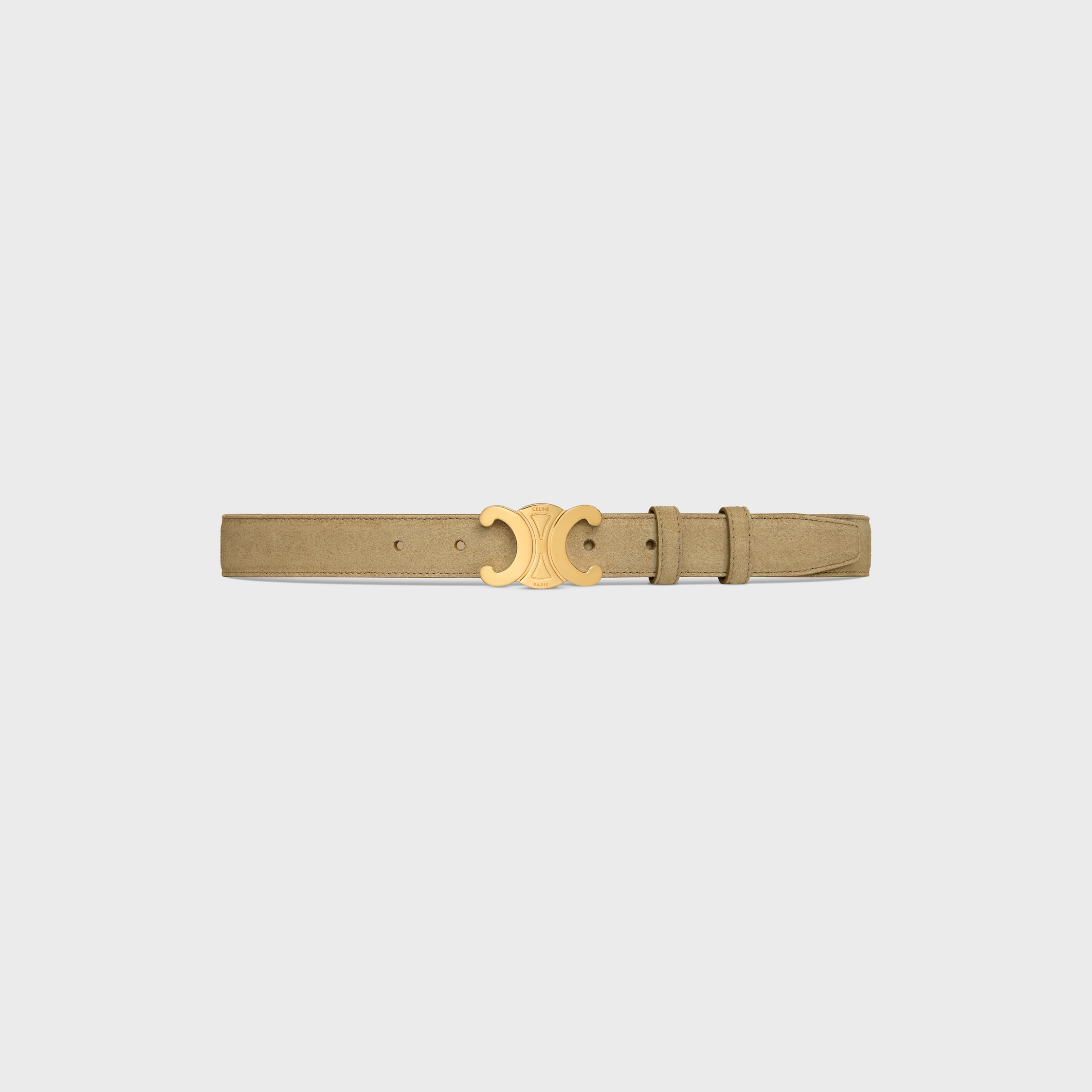 TRIOMPHE BELT 25MM IN SUEDE CALFSKIN - STONE BEIGE | CELINE