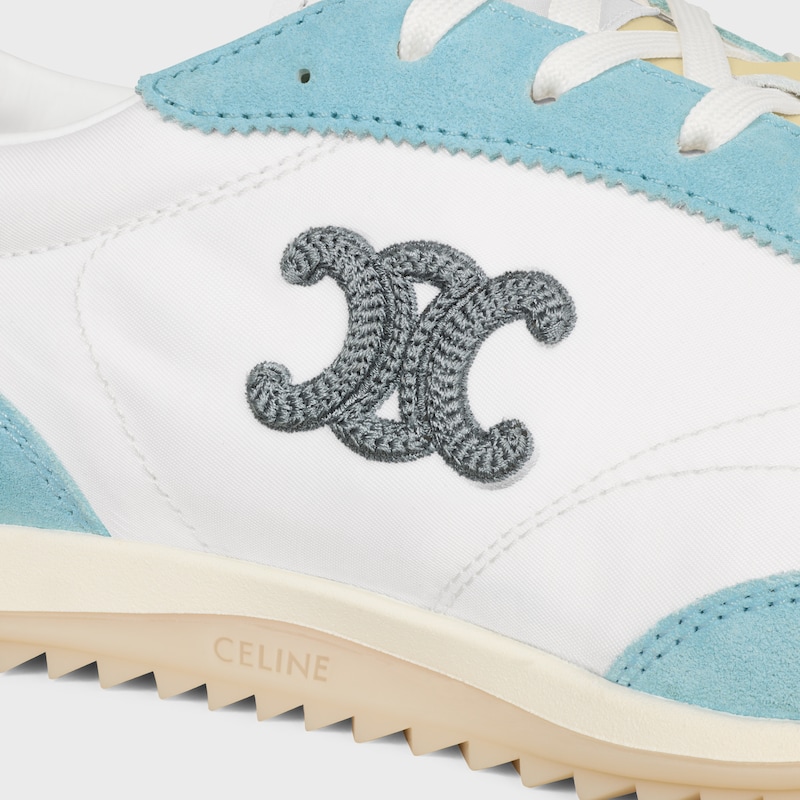 RACER SNEAKER IN NYLON, SUEDE CALFSKIN AND CALFSKIN - OPTIC WHITE / LIGHT BLUE / GREEN -  - 1 | CELINE