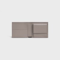 Bi-fold Wallet with Coin Compartment IN Calfskin with triomphe embossed - PEBBLE - WALLETS - 1 | CELINE