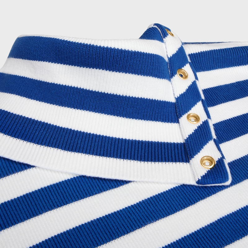 Pullover mit hohem Kragen aus Baumwolle - WEISS/K&Ouml;NIGSBLAU -  - 1 | CELINE