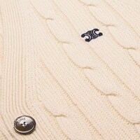cable-knit triomphe cardigan in cashmere - CREAM -  - 1 | CELINE