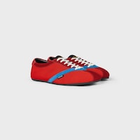THE FLAT SNEAKER IN GROS GRAIN, VELVET, SUEDE GOATSKIN AND LAMBSKIN - RED / ELECTRIC BLUE -  - 2 | CELINE