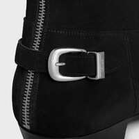 CELINE DRUGSTORE BACK BUCKLE ZIPPED BOOT in Suede Calfskin - BLACK -  - 1 | CELINE