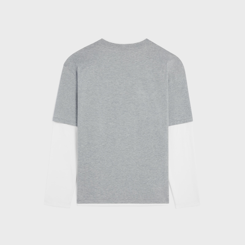 ロングスリーブ Tシャツ / コットンジャージー - グレーメランジェ / オフホワイト / バーガンディ -  - 1 | CELINE