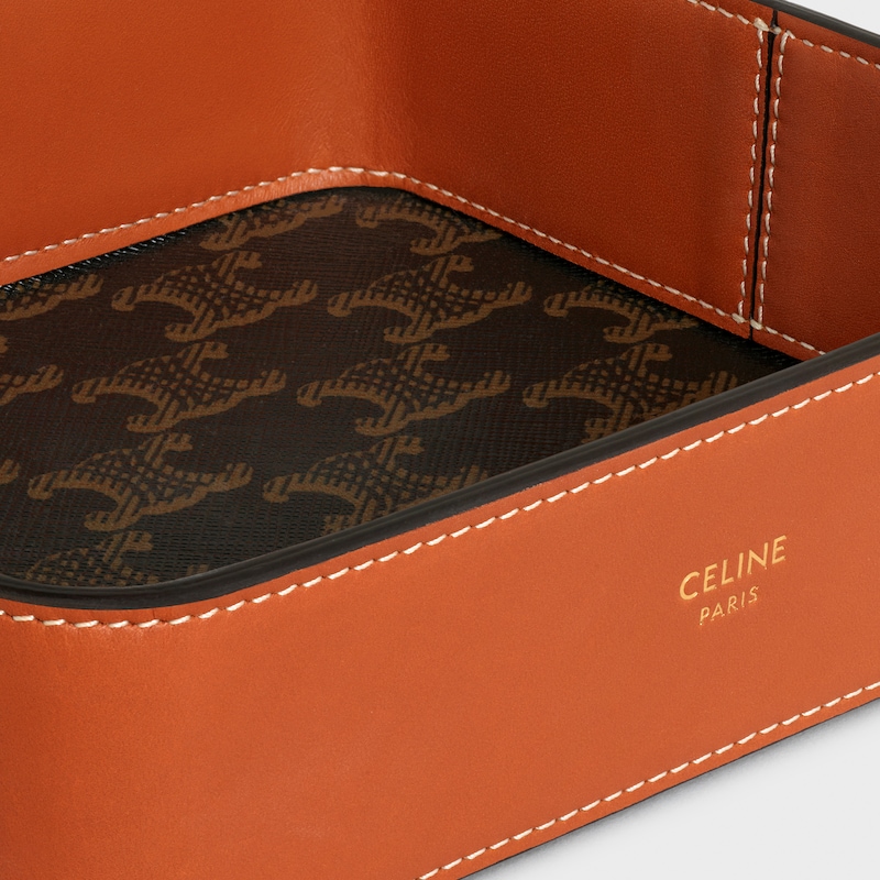 Trinket Bowl in Triomphe Canvas and Calfskin - Tan - SMALL GIFTS - 1 | CELINE