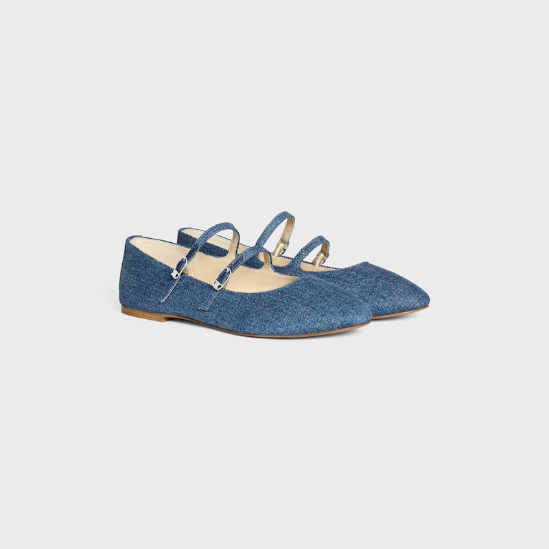 LES BALLERINES CELINE DOPPELRIEMEN-BALLERINA AUS DENIM - BLAU -  - 1 | CELINE
