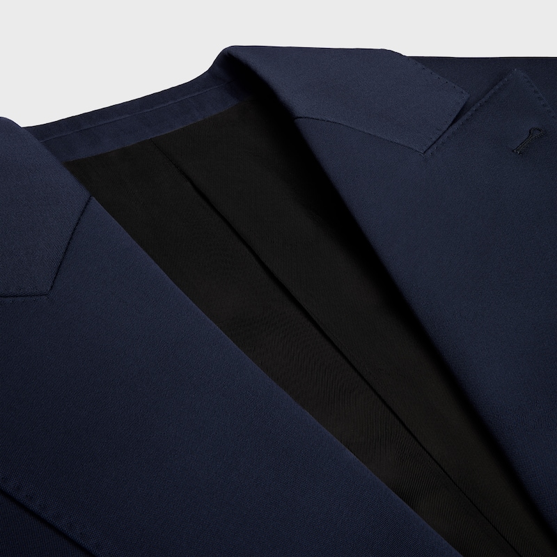 colonne jacket IN GRAIN DE POUDRE WOOL - NAVY -  - 1 | CELINE