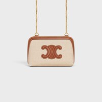 Clutch mit Kette Cuir Triomphe aus Textil und Kalbsleder - NATUR / TAN - WEITERE - 1 | CELINE