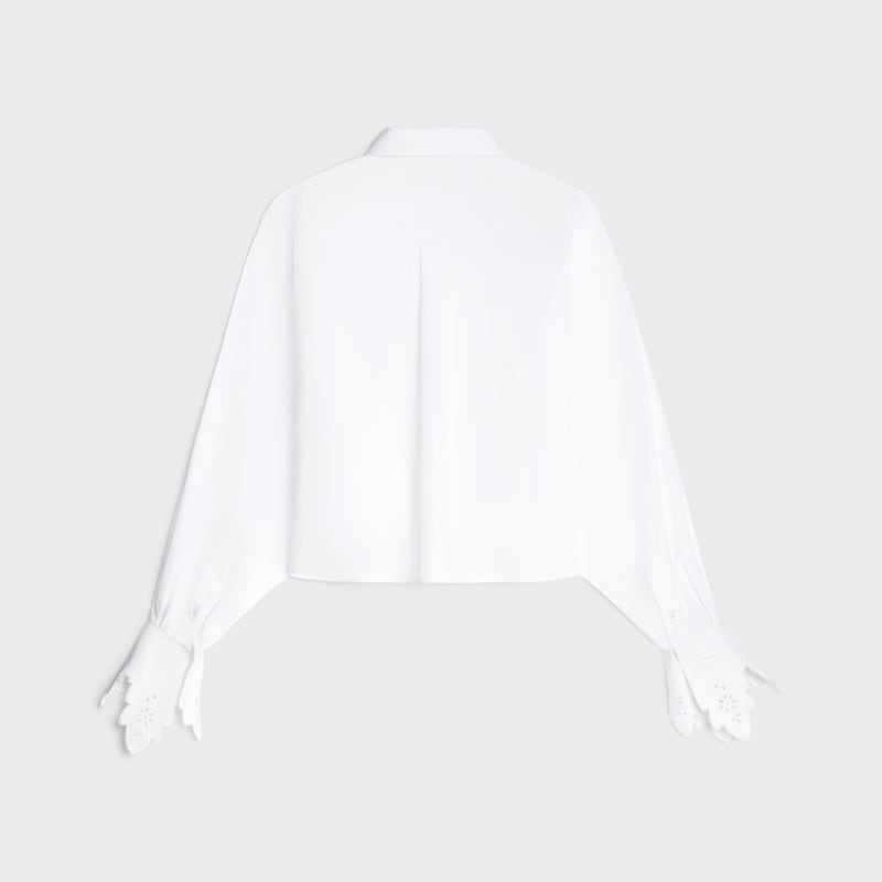 cropped shirt IN cotton poplin - OPTIC WHITE -  - 1 | CELINE