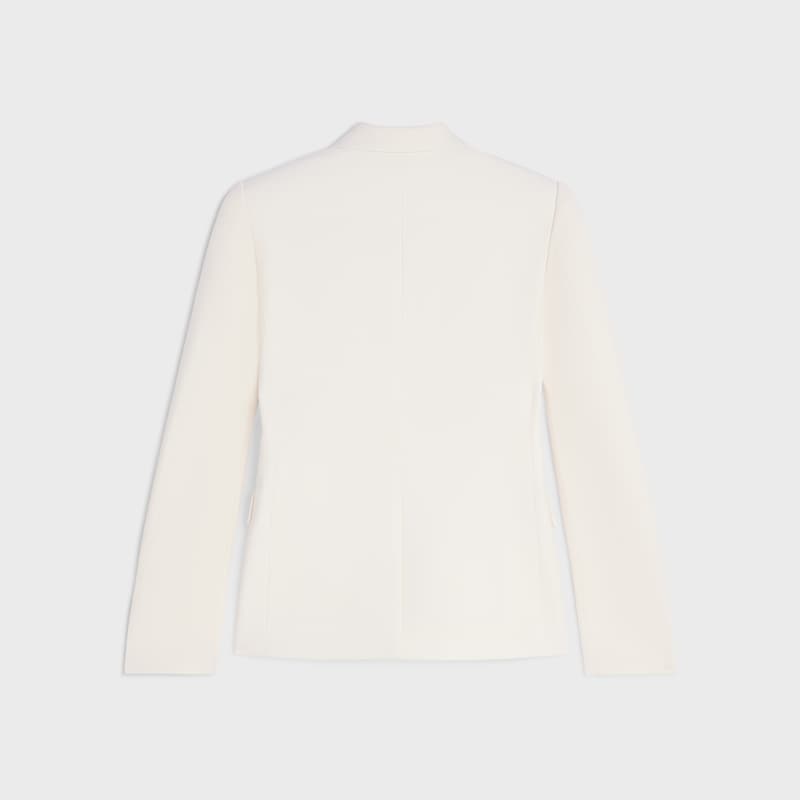 騎士風格彈性羊毛華達呢外套 - 白色 -  - 1 | CELINE