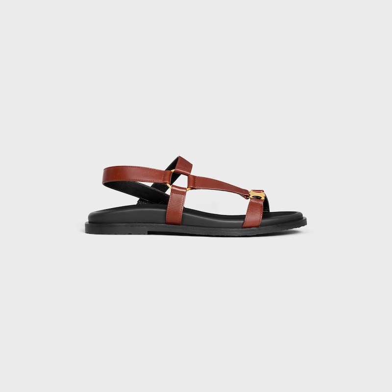 CELINE MAUD SANDAL WITH TRIOMPHE IN CALFSKIN - RUST -  - 1 | CELINE