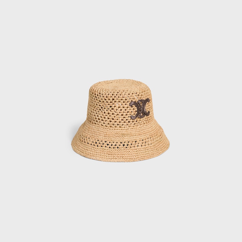 triomphe bucket hat in raffia - NATURAL -  - 1 | CELINE