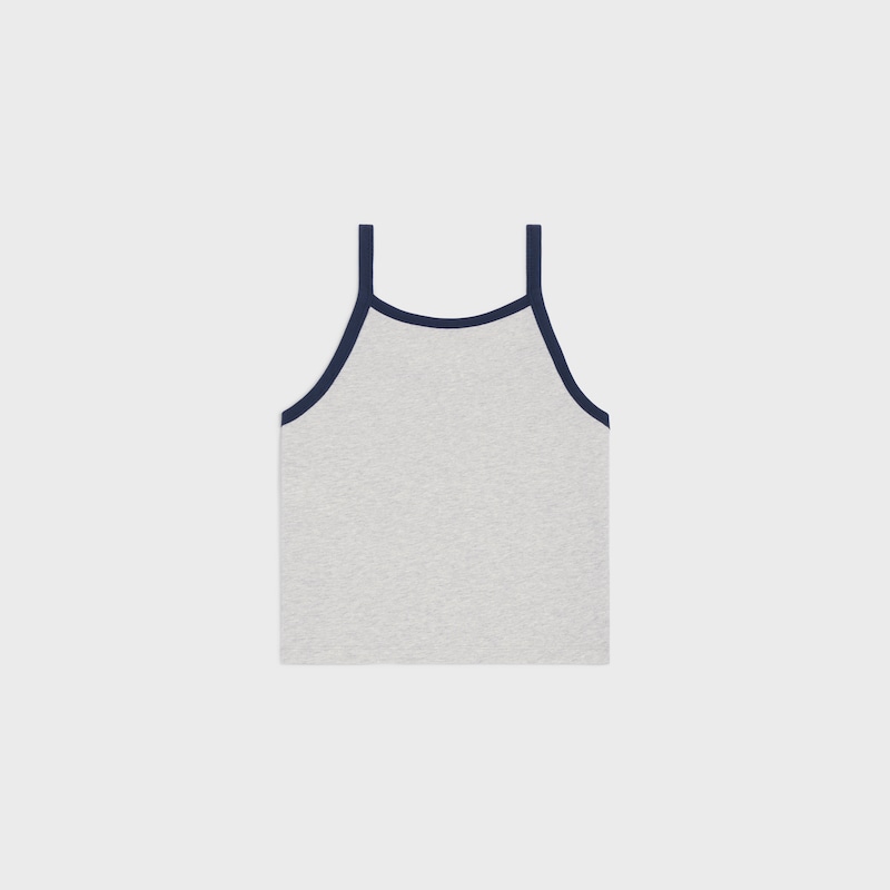 celine tank top IN cotton jersey - VINTAGE GREY MELANGE/NAVY/OFF -  - 1 | CELINE