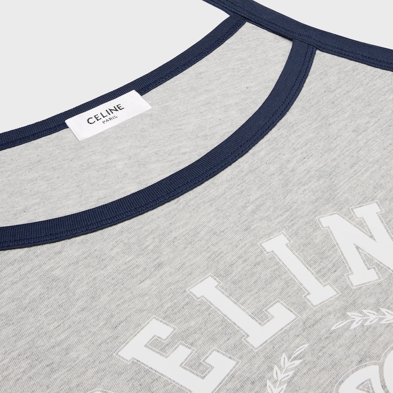 celine tank top IN cotton jersey - VINTAGE GREY MELANGE/NAVY/OFF -  - 1 | CELINE