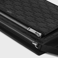 POUCH WITH STRAP IN Calfskin with triomphe embossed - BLACK - TECH ACCESSORIES - 1 | CELINE