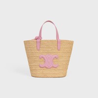 ティーン サプル CELINE クラシック パニエ / ラフィア＆カーフスキン - シルクピンク - ホーボー＆トートバッグ - 1 | CELINE