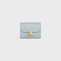 セリーヌ　トリオンフ　財布　ライトブルー セリーヌ トリオンフ コンパクトウォレット 水色 ブルー レザー