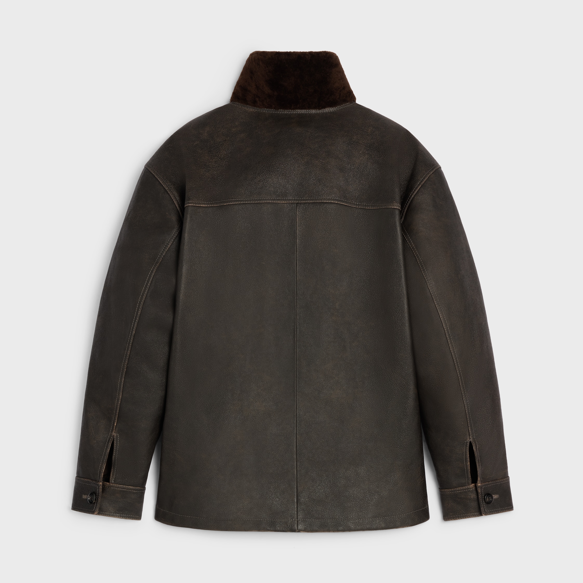 blouson IN buffalo leather - DARK BROWN | CELINE