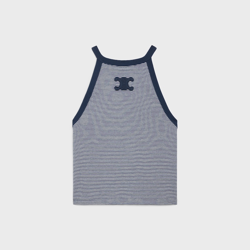 triomphe tank top in striped jersey - OFF WHITE / NAVY -  - 1 | CELINE