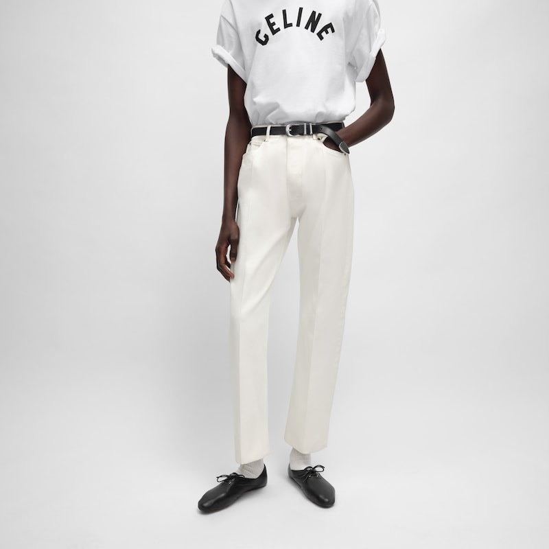 boyfriend jeans 001 IN cotton denim - WHITE HEAVY STONE WASH -  - 1 | CELINE