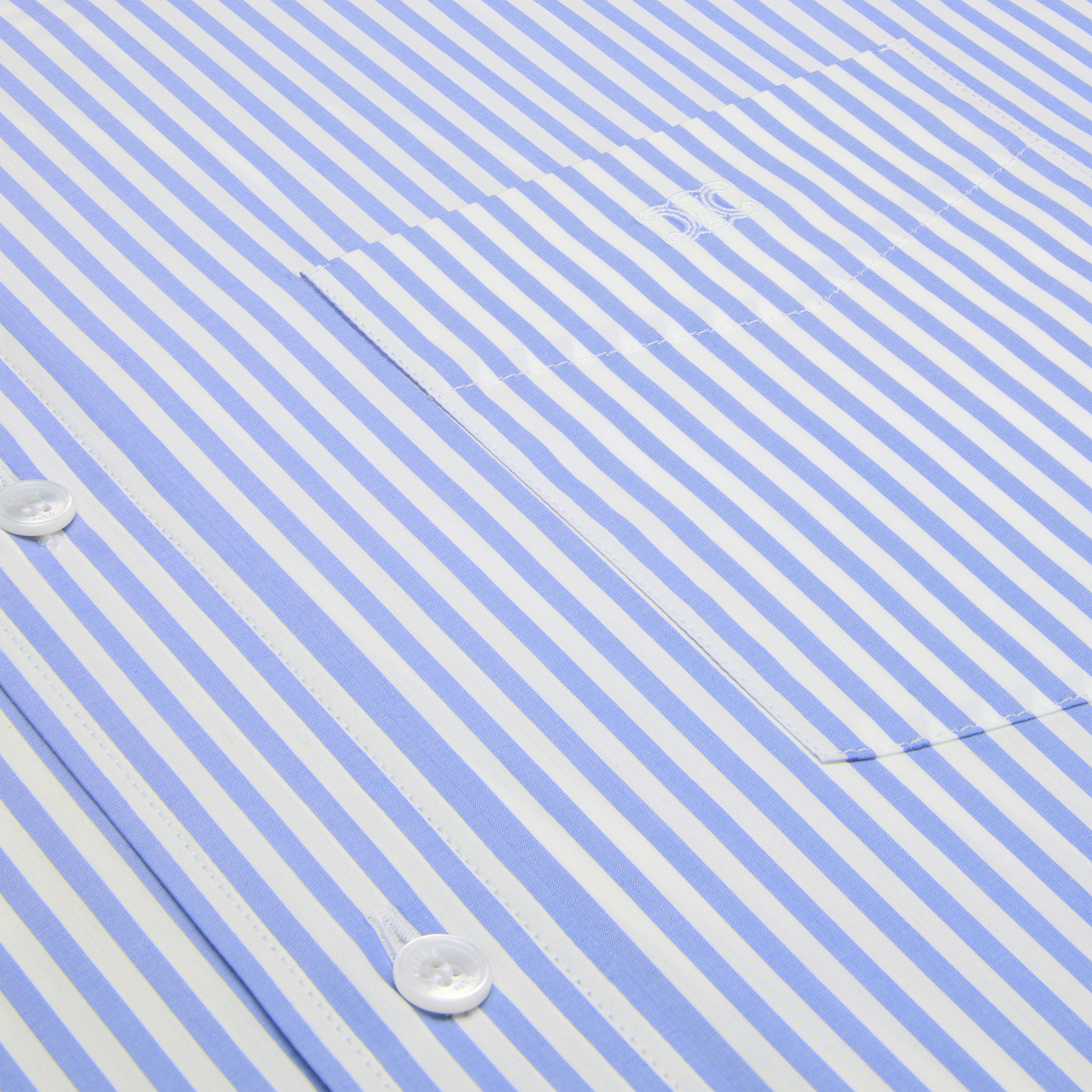 cropped shirt IN striped cotton poplin - CRAIE/BLEU CIEL | CELINE