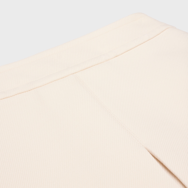 mini jupe trap&egrave;ze gabardine laine soie - CREME -  - 1 | CELINE