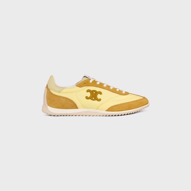 SNEAKER RACER EN NYLON, CUIR DE VEAU VELOURS ET CUIR DE VEAU - OCRE / JAUNE CLAIR -  - 1 | CELINE