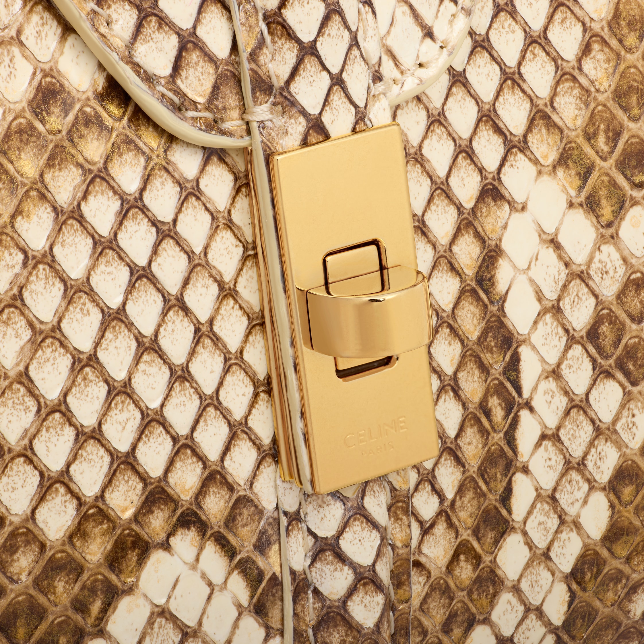 【関税&送料込】Celine Phyton-Printed ette Draped Midi MINI 16 IN PYTHON - NATURAL | CELINE