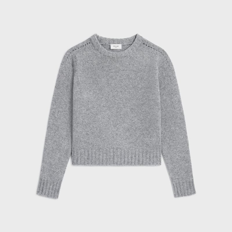 crewneck sweater IN SEAMLESS CASHMERE - MEDIUM GREY -  - 1 | CELINE