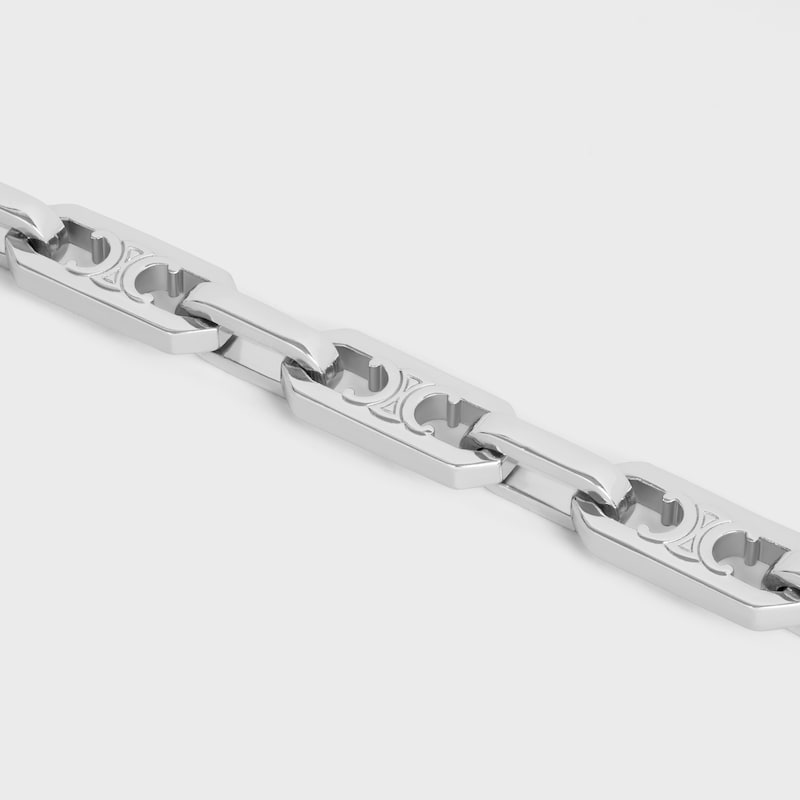 Triomphe Small Octagon Bracelet in Brass with Rhodium Finish - SILVER -  - 1 | CELINE