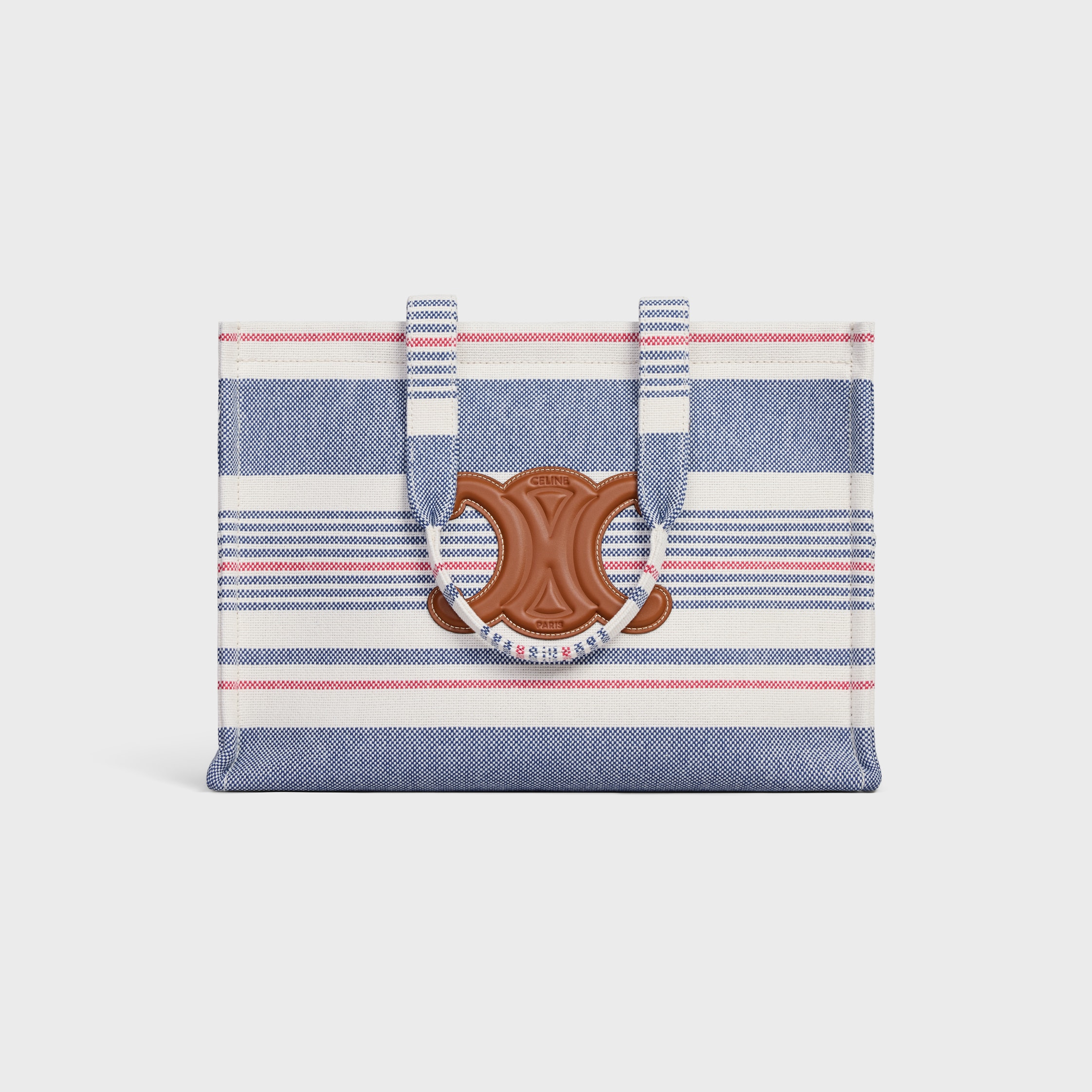 CELINE｜ (MINI CABAS THAIS IN STRIPED TEXTILE AND CALFSK IN TEXTILE THAIS (MINI STRIPED CELINE｜ CALFSK AND CABAS